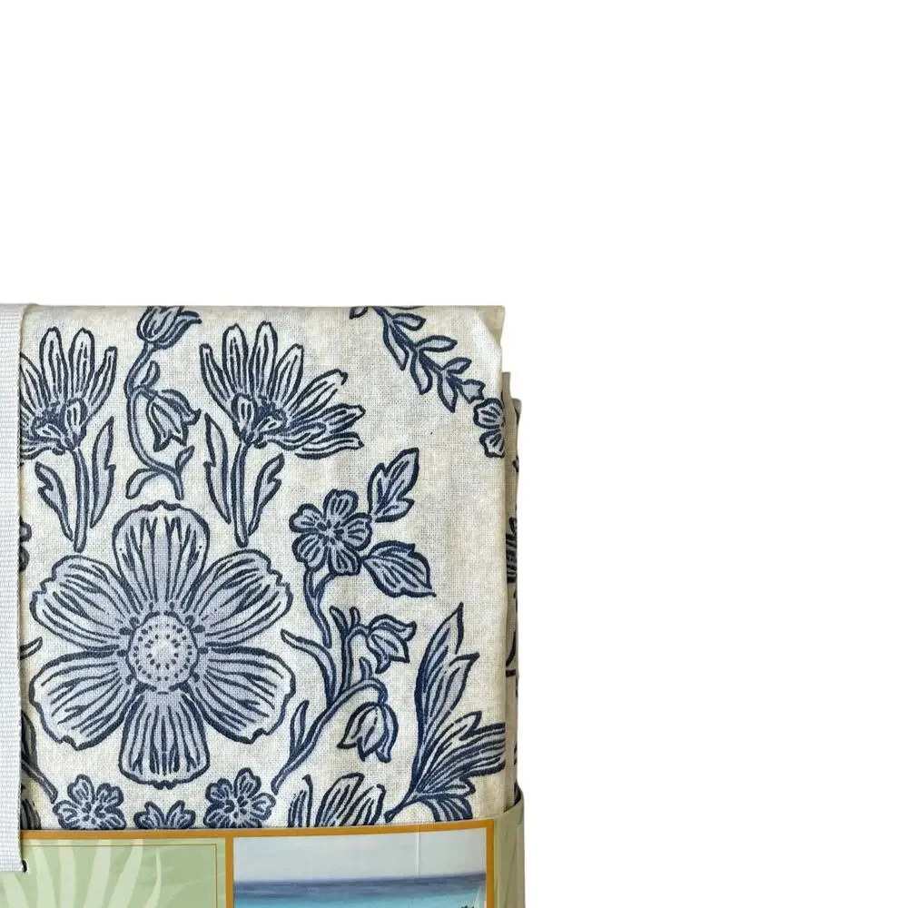 Lillian August Floral Easy Care Indoor Outdoor Tablecloth 60x120 Blue White NEW